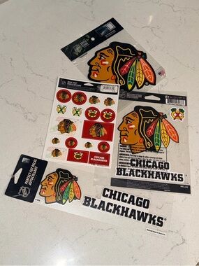 Assorted various size Chicago Blackhawks NHL Hockey Stickers & window cling New